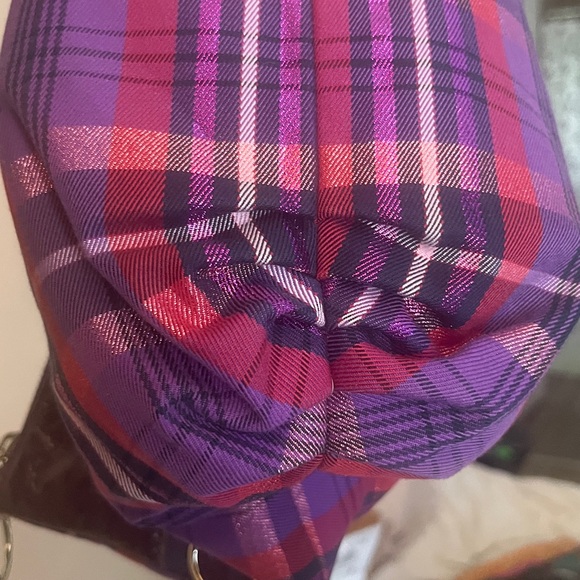 Coach Limited Edition Poppy Tartan Berry Plaid Large Glam Tote Bag - Picture 12 of 14